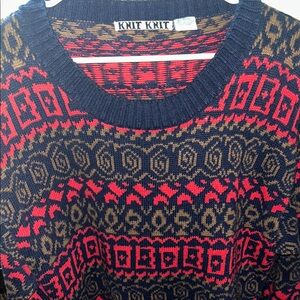 Multicolor Heavy Weight Knit Patterned Sweater
